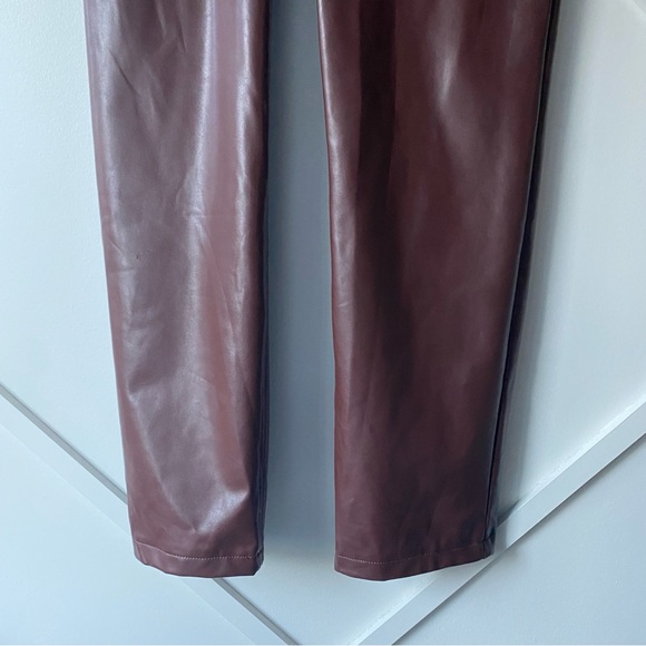 Abercrombie & Fitch Crisscross Waistband Brown Vegan Leather Straight Pants - 27 - Picture 9 of 12
